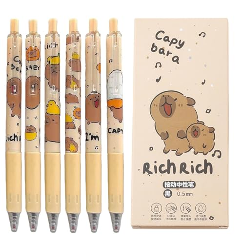 Capybara-Stifte – süße Sachen | Capybara-Schreibwaren | Capybara-Gelstifte | 0,5 mm feine Spitze Cartoon-Druckstifte | Schulbedarf | schwarze Tinte für Zuhause und Klassenzimmer von Generisch