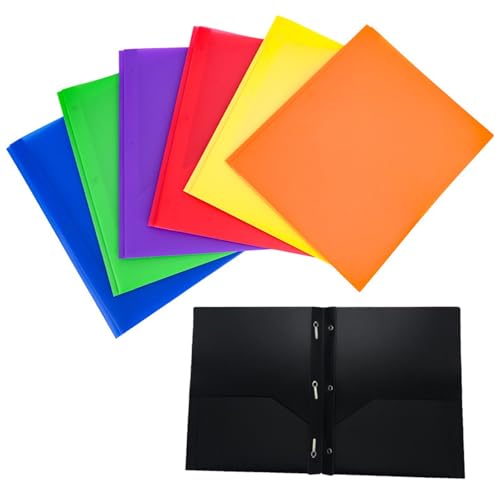 Color Kunststoff-Ordner,Farbiger Kunststoffordner mit Taschen und Zinken,Bunte Ordner mit Schulordnern mit Befestigungsmitteln (schwarz, 1 pcs) von Generisch