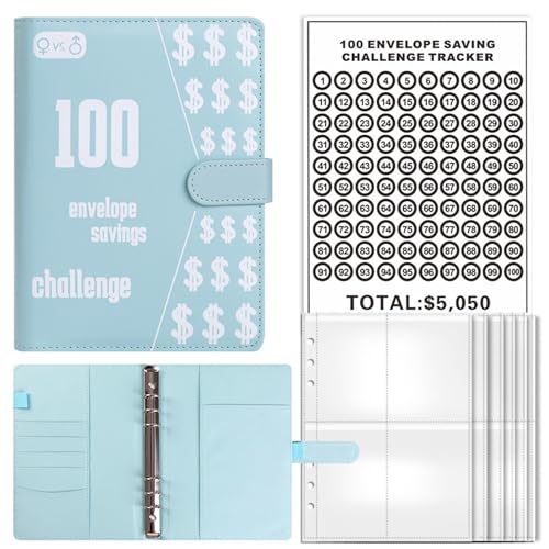 Couple 100 Envelopes Saving Challenge, 100 Envelope Challenge Binder, Compact A6 Cash Budgeting System, All-in-One Cash Envelope Binder, Budget Book Money Envelopes (Blue) von Generisch
