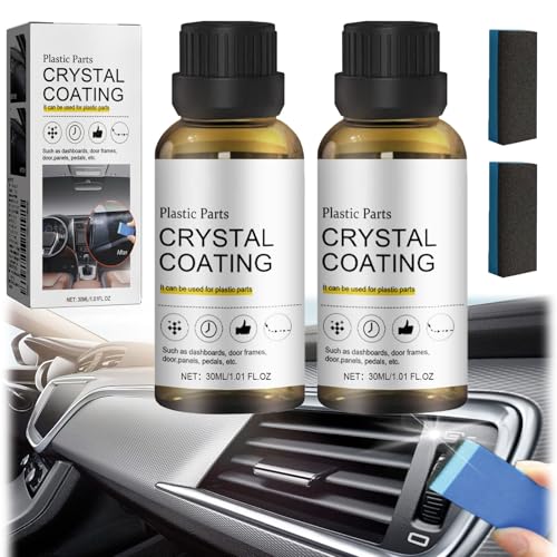 Crystal Coating for Car Plastic Parts, Plastics Restorer Refurbish Agent with Sponge, Plastic Restorer Interior Refurbish Agent for Cars, Easy to Use Car Refresher, Great Gloss Protection (2PCS) von Generisch