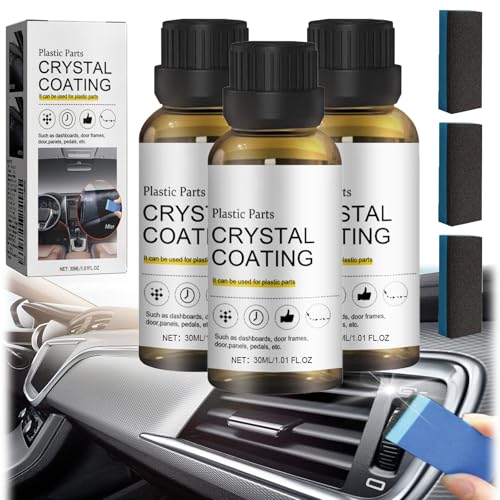 Crystal Coating for Car Plastic Parts, Plastics Restorer Refurbish Agent with Sponge, Plastic Restorer Interior Refurbish Agent for Cars, Easy to Use Car Refresher, Great Gloss Protection (3PCS) von Generisch