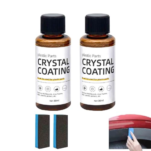 Crystal Coating for Car Plastic Parts,Automotive Exterior and Interior Plasticparts Scratch Remover,Plastic Restorer Refurbish Agent with Sponge,Long Duration plastic Parts Refresher Agent (2 pcs) von Generisch