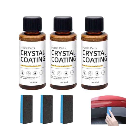 Crystal Coating for Car Plastic Parts,Automotive Exterior and Interior Plasticparts Scratch Remover,Plastic Restorer Refurbish Agent with Sponge,Long Duration plastic Parts Refresher Agent (3 pcs) von Generisch