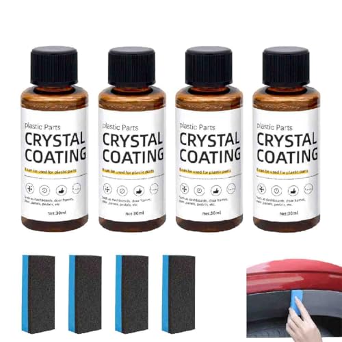 Crystal Coating for Car Plastic Parts,Automotive Exterior and Interior Plasticparts Scratch Remover,Plastic Restorer Refurbish Agent with Sponge,Long Duration plastic Parts Refresher Agent (4 pcs) von Generisch
