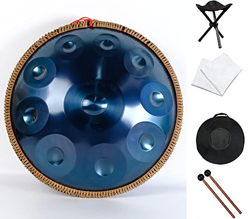 D-Moll Handpan Drum 10 Noten Steel Tongue Drum - Ideal für Yoga, Meditation und Zen-Pädagogik - Inklusive Tasche, Schlägel, Ständer und Tuch von Generisch