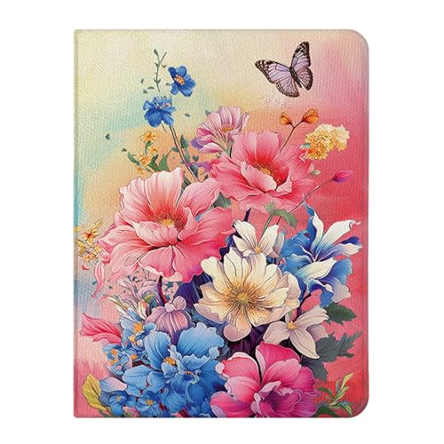 DayQiQiPu Tablet Hülle für Apple iPad Mini 6 (8,3 Zoll, 6th Generation, 2021 Modell) PU Leder Buntes Blumenmuster Standfuß Schlank Flip Cover mit Bleistifthalter Auto Schlaf/Aufwach 02 von Generisch