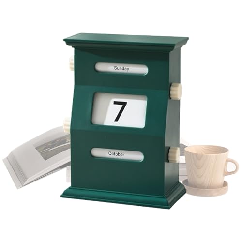 Desktop Perpetual Calender | Vintage Perpetual Calender | Holzmonat Woche Datum Display Blöcke | Wiederverwendbarer Schreibtisch Perpetual Kalender | Schreibtischkalender mit Desktop -, Dat von Generisch