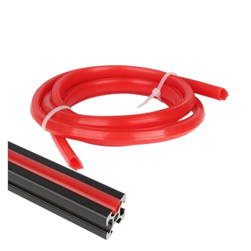 Dichtungsprofil for Schlitzabdeckung aus Aluminium, flach, 2020, 3D-Druckerzubehör for schwarzen Extrusionsplattenhalter, 6 mm extrudierter T-Filterschlauch(rot) von Generisch