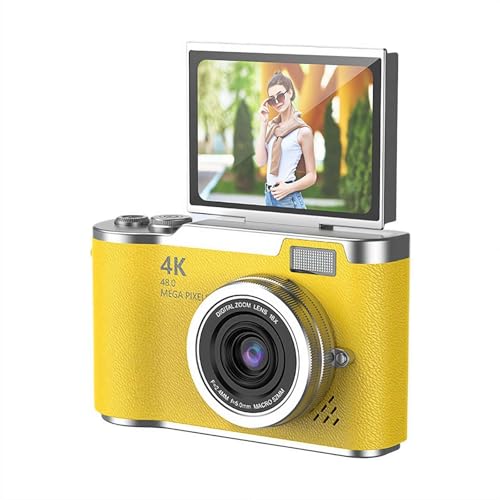Digitalkamera Kinder Kompaktkamera 4K 48MP 180 Grad drehbares Display, Autofokus, 6,1 cm Bildschirm, 8-facher Zoom, tragbare Retro-Taschenkamera, Geschenk für Kinder, Teenager, Anfänger von Generisch