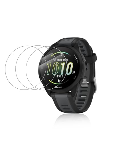 Displayschutzfolie aus gehärtetem Glas für Garmin Forerunner 165 Smartwatch mit hohem Aluminium-Fuchsrand – Schützen Sie Ihr Gerät mit strapazierfähiger Folie, 3 Stück von Generisch
