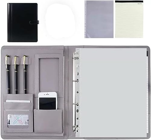 Dokumententasche, Portfolio-Halter, Ordner, A4, Konferenzmappe mit 4-Ringbuch, A4, PU-Leder, für Geschäftsleute, Vorstellungsgespräche, Lebenslauf, Schulung (Farbe: Schwarz, Größe: 8-stelliger Kalk (C Dokumententasche, Portfolio-Halter, Ordner, A4, Konferenzmappe mit 4-Ringbuch, A4, PU-Leder, für Geschäftsleute, Vorstellungsgespräche, Lebenslauf, Schulung (Farbe: Schwarz, Größe: 8-stelliger Kalk (C von Generisch