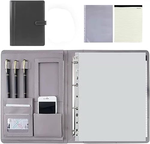 Dokumententasche, Portfolio-Halter, Ordner, A4, Konferenzmappe mit 4-Ringbuch, A4, PU-Leder, für Geschäftsleute, Vorstellungsgespräche, Lebenslauf, Schulung (Farbe: Schwarz, Größe: 8-stelliger Kalk (C Dokumententasche, Portfolio-Halter, Ordner, A4, Konferenzmappe mit 4-Ringbuch, A4, PU-Leder, für Geschäftsleute, Vorstellungsgespräche, Lebenslauf, Schulung (Farbe: Schwarz, Größe: 8-stelliger Kalk (C von Generisch