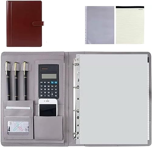 Dokumententasche, Portfolio-Halter, Ordner, A4, Konferenzmappe mit 4-Ringbuch, A4, PU-Leder, für Geschäftsleute, Vorstellungsgespräche, Lebenslauf, Schulung (Farbe: Schwarz, Größe: 8-stelliger Kalk (C Dokumententasche, Portfolio-Halter, Ordner, A4, Konferenzmappe mit 4-Ringbuch, A4, PU-Leder, für Geschäftsleute, Vorstellungsgespräche, Lebenslauf, Schulung (Farbe: Schwarz, Größe: 8-stelliger Kalk (C von Generisch