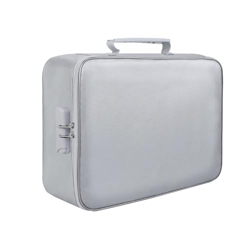 Dokumententasche mit Schloss, feuerfest, 3-lagig, mit Wasser-Reißverschluss, tragbare Reise-Organizer-Tasche für Laptop, Akten, Zertifikate, Aufbewahrung für Decken und Kissen (Grau, Einheitsgröße) Dokumententasche mit Schloss, feuerfest, 3-lagig, mit Wasser-Reißverschluss, tragbare Reise-Organizer-Tasche für Laptop, Akten, Zertifikate, Aufbewahrung für Decken und Kissen (Grau, Einheitsgröße) von Generisch
