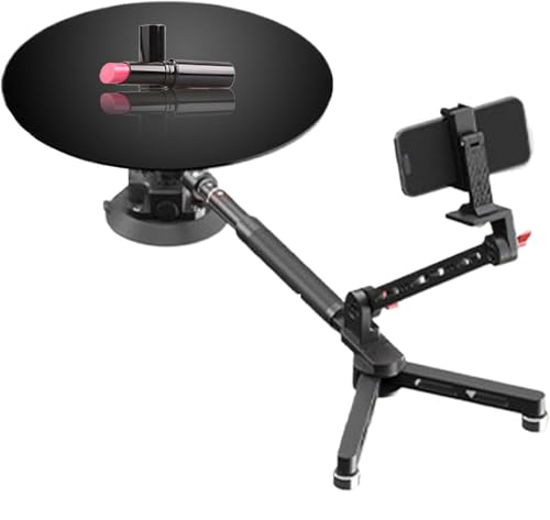 Drehbarer Plattenspieler für Produktfotografie mit 5 reflektierenden Hintergrundtafeln und verstellbarer Kamerahalterung – Tragbare Saugnapf-Basis Schießplattform von Generisch