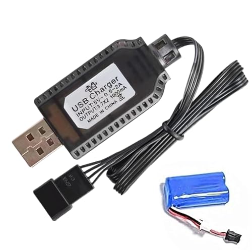 Drohnen-USB-Ladekabel – RC-Auto-Akku-Ladegerät | 7,4V 1000mA Drohnenladegerät | RC-Flugzeug-Lithium-Akku SM-2P SM-3P SM-4P, USB-Lithium-Akku-Ladegerät, Schnellladekabel für Spielzeug-Akku von Generisch
