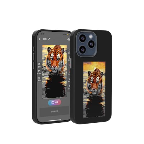E Ink Handyhülle für iPhone 16 Pro Max, 16 Pro, 16 Plue, 16, Smart Ink Screen Handyhülle, NFC-Speicherhülle für iPhone mit Foto-Bildschirm, Funda Digital Intelligent (für iPhone 16 Pro) Schwarz von Generisch