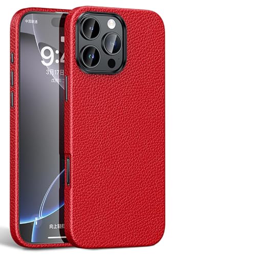 Echtlederhülle Für iPhone 16/ 16Plus/ 16Pro/ 16 Pro Max, Magnetische Saugnapf-Abdeckung, Faserfutter, Innenschale, Ultradünne Hülle,16pro max,Red Echtlederhülle Für iPhone 16/ 16Plus/ 16Pro/ 16 Pro Max, Magnetische Saugnapf-Abdeckung, Faserfutter, Innenschale, Ultradünne Hülle,16pro max,Red von Generisch