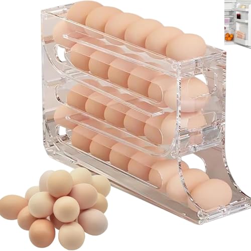 Eierspenderbehälterhalter aus Acryl for den Kühlschrank, Eierablage for den Kühlschrank, automatisches Roll-Down-Automatik-Rollregal mit 4 schmalen Schichten Eierspenderbehälterhalter aus Acryl for den Kühlschrank, Eierablage for den Kühlschrank, automatisches Roll-Down-Automatik-Rollregal mit 4 schmalen Schichten von Generisch