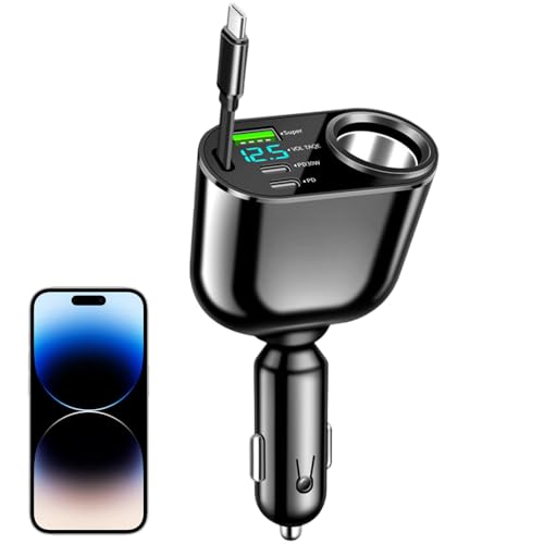 Einziehbares Kabel-Autoladegerät, Autotelefon-Ladegerät mit einziehbarem Kabel-USB-Auto-Schnellladeadapter für Mobiltelefone | Autoladeadapter im exquisiten Außendesign für Wohnmobile, LKWs, SUVs un Einziehbares Kabel-Autoladegerät, Autotelefon-Ladegerät mit einziehbarem Kabel-USB-Auto-Schnellladeadapter für Mobiltelefone | Autoladeadapter im exquisiten Außendesign für Wohnmobile, LKWs, SUVs un von Generisch