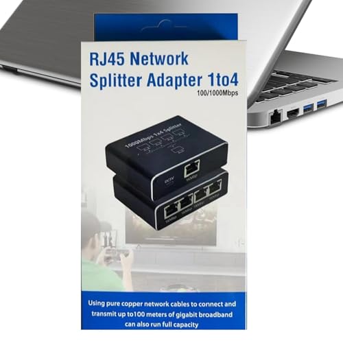 Ethernet-Hub, 1-zu-4-Ethernet-Verteileranschluss, Hochgeschwindigkeits-Ethernet-Verteileranschluss, Gigabit-Netzwerk-Verlängerungsstecker für Zuhause, Arbeit, Geschäft von Generisch