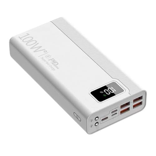 Externer Akku mit 50.000 mAh und 22,5 W, Schnellladefunktion, mit großer Kapazität und 5 Ausgängen und 3 Eingängen, Weiß von Generisch