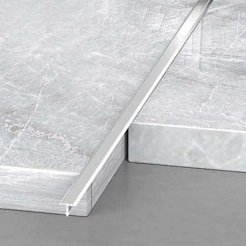 Extra schmale, flache Boden-Übergangs-Zierleiste, 129,5 cm, 2 Stück, T-Formspaltstreifen für Türschwelle, Vinyl, Bodenbelag, Fliesen, Metall, Aluminium, Nahtverbindungsstreifen (Silber B 33 mm) von Generisch