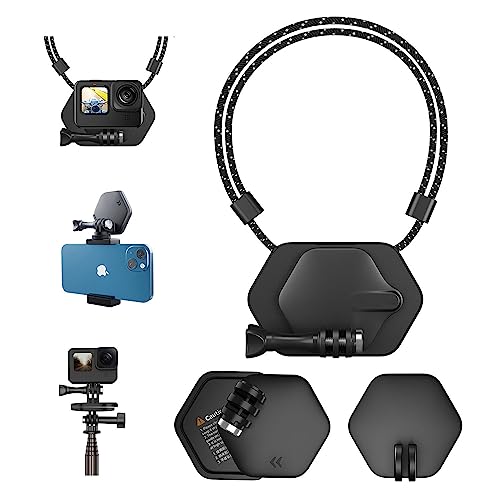 Eyeon Magnetischer Halsbandhalter Snap Pendant Mount mit 360° Schnellwechselbasis, Nano-Viskose-Montageadapter-Kit und Lanyard für Go Pro Hero 11/10/9/8/7/6/Mini, 360 ONR RS X2 X3, DJI OSMO Action 3/2 von Generisch