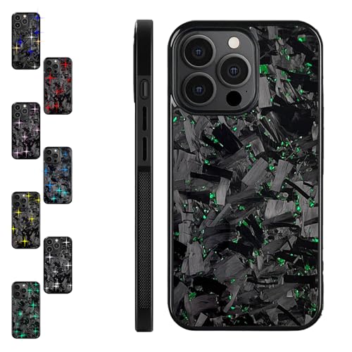 Forged Carbon Fiber Phone Case, 2025 New Carbon Fiber Phone Case, Support Wireless Charging, for iPhone 16 15 14 13 12 Pro Max (Green,13 Pro) von Generisch