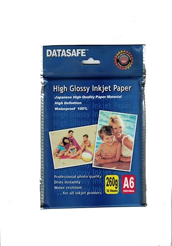Fotopapier, glänzend, 20 Blatt, Format A6 (10 x 15 cm), 260 g/m², ideal für Tintenstrahldrucker, lebendige Farben und hoher Kontrast, hochwertige Verarbeitung von Generisch