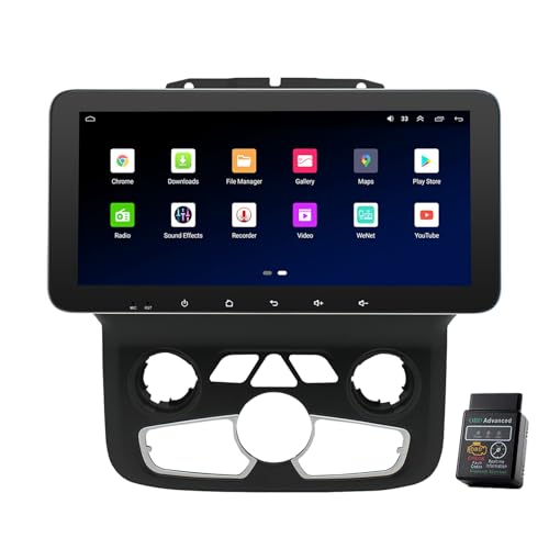 Für Dodge Ram 1500 2013-2019 Autoradio USB Bluetooth 10.33" Android 12 Autoradio DAB+Radio CarPlay Navi GPS HD Touchscreen Autoradio Bluetooth DAB+Radio WiFi,FM Radio (2GB RAM+32GB ROM) von Generisch