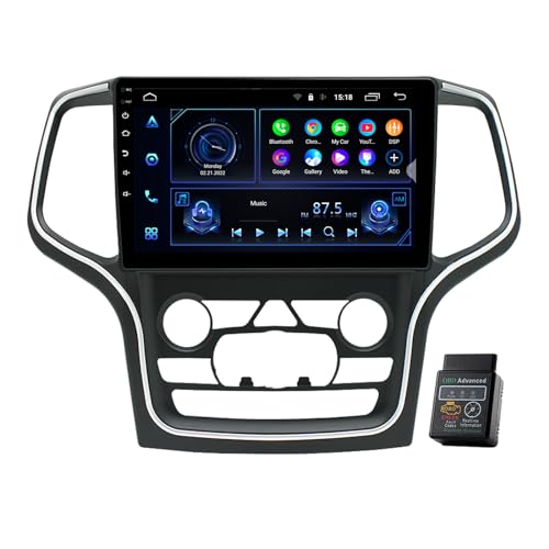 Für Jeep Grand Cherokee 2013-2020 Autoradio USB Bluetooth 8 Core 9" Android 12 Autoradio DAB+Radio CarPlay Navi GPS HD Touchscreen Autoradio Bluetooth DAB+Radio WiFi,FM Radio (4GB RAM+64GB ROM) von Generisch