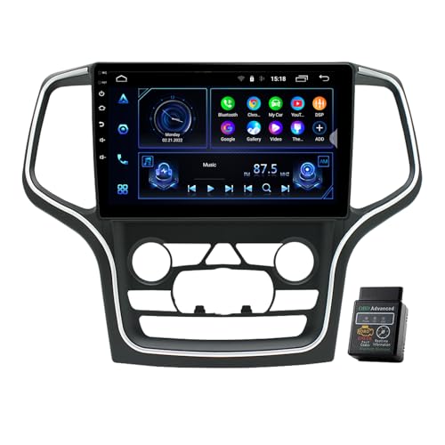 Für Jeep Grand Cherokee 2013-2020 Autoradio USB Bluetooth 8 Core 9" Android 13 Auto Autoradio DAB+Radio CarPlay Navi GPS HD Touchscreen Autoradio Bluetooth DAB+Radio WiFi,FM Radio (2GB RAM +32GB ROM) von Generisch