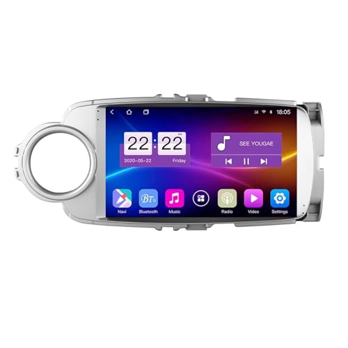 Für Toyota Yaris 2012–2017 9 Zoll Touchscreen Android 11 Autoradio mit kabellosem CarPlay Android Auto Unterstützung DAB DSP BT 5.0 RDS HiFi GPS Navigation FM AM Rückfahrkamera SWC (A,8Core + 4G + 64G von Generisch