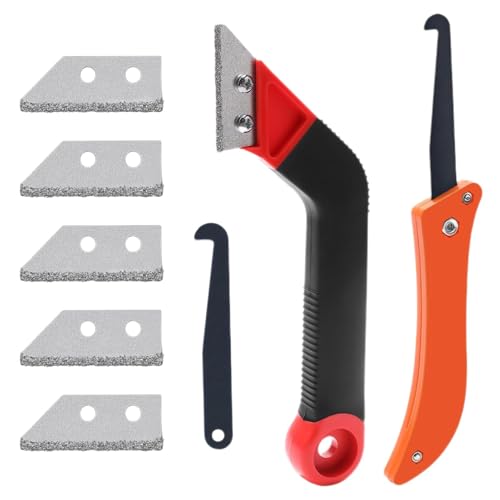 Fugenentfernung Pinzetten - Fliesenmörsersäge abgewinkelte Mörtalsäge | Fugenkratzwerkzeug | 5 Pack Extra Ersatzschneider | Säge abgewinkelte Mörtelkratzer Rake | Lange dauerhafte Säge, abgewinkelte M von Generisch
