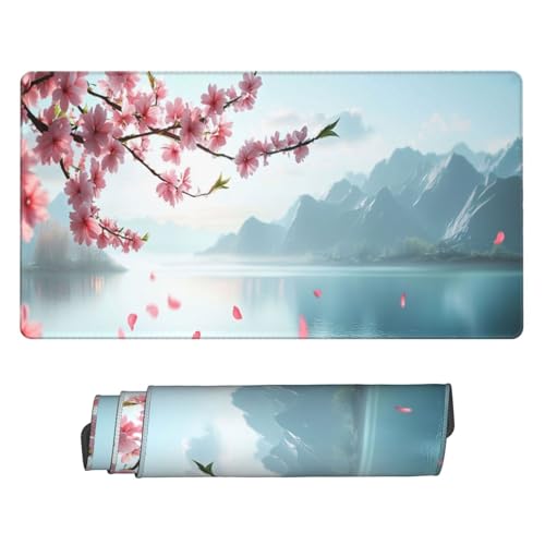 Gaming Mauspad 1000x400mm Groß Laptop Mousepad XXL - Blumensee Mouse Pad mit Vernähten Kanten und Rutschfester Gummibasis - Verbessert Präzision Geschwindigkeit - für Zuhause Gaming Büro C7098 von Generisch