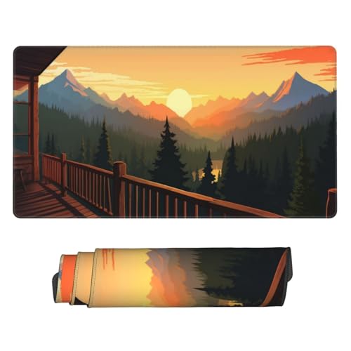Gaming Mauspad 1000x600 mm, Großes Mousepad XXL Gelber Berg, Laptop Mouse Mat mit Vernähte Kanten und Rutschfester Gummibasis, Verbessert Präzision und Geschwindigkeit, für Gaming, Büro, Zuhause P4478 von Generisch