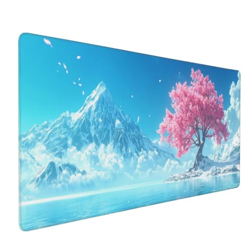 Gaming Mauspad 1000x600mm, Weißer Berg Mauspad XXL, Großes Mousepad Gaming mit Vernähten Kanten und rutschfeste Gummibasis, Verbessert Präzision und Geschwindigkeit, für PC/Gamer/Büro P851 von Generisch