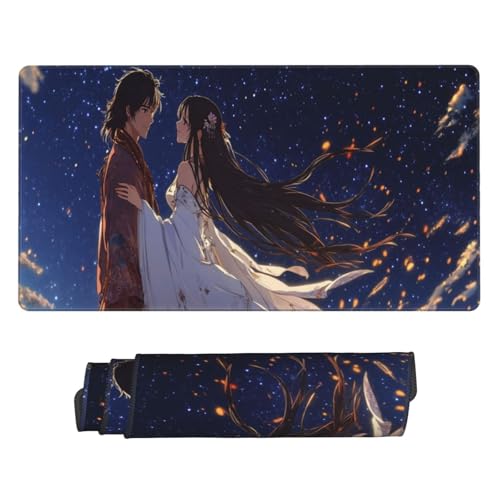Gaming Mauspad 1200x400mm Groß Laptop Mousepad XXL - Anime-Paar Mouse Pad mit Vernähten Kanten und Rutschfester Gummibasis - Verbessert Präzision Geschwindigkeit - für Zuhause Gaming Büro C5731 von Generisch