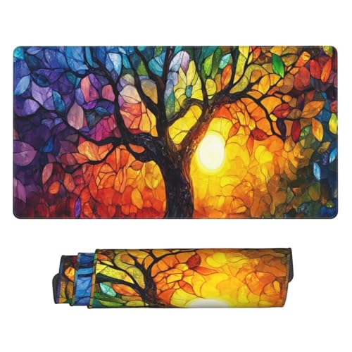 Gaming Mauspad 1200x400mm Groß Laptop Mousepad XXL - Farbiger Baum Mouse Pad mit Vernähten Kanten und Rutschfester Gummibasis - Verbessert Präzision Geschwindigkeit - für Zuhause Gaming Büro C2729 von Generisch