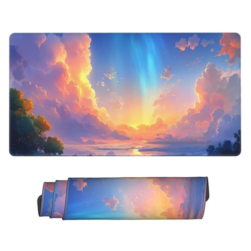 Gaming Mauspad 1200x500 mm, Großes Mousepad XXL Gelbe Wolke, Laptop Mouse Mat mit Vernähte Kanten und Rutschfester Gummibasis, Verbessert Präzision und Geschwindigkeit, für Gaming, Büro, Zuhause P5885 von Generisch