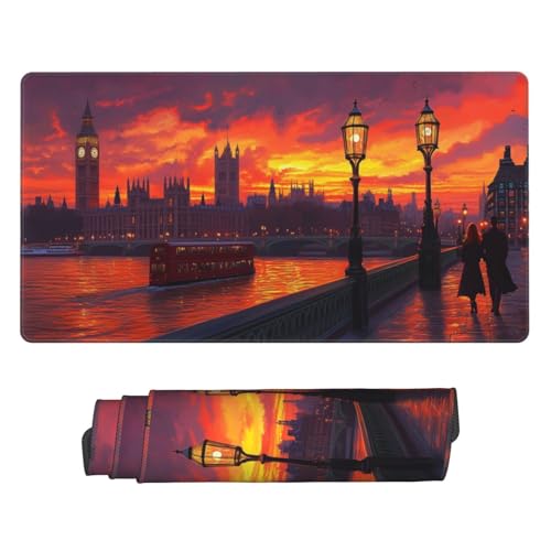 Gaming Mauspad 1400x700 mm, Großes Mousepad XXL Rote Straße, Laptop Mouse Mat mit Vernähte Kanten und Rutschfester Gummibasis, Verbessert Präzision und Geschwindigkeit, für Gaming, Büro, Zuhause P6381 von Generisch