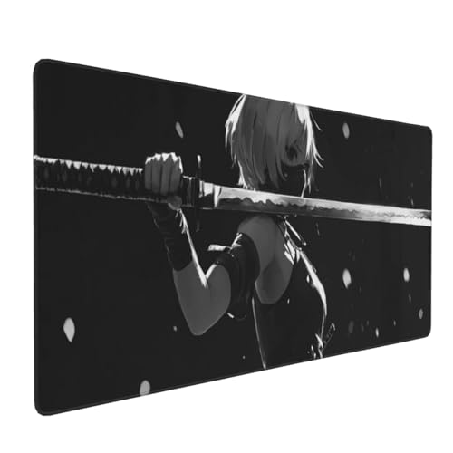 Gaming Mauspad 600x300mm, Schwertkämpfer-Mädchen Mauspad XXL, Großes Mousepad Gaming mit Vernähten Kanten und rutschfeste Gummibasis, Verbessert Präzision und Geschwindigkeit, für PC/Gamer/Büro P1371 von Generisch