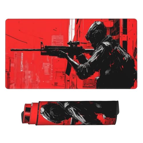 Gaming Mauspad 900x300mm Groß Laptop Mousepad XXL - Schwarzer Soldat Mouse Pad mit Vernähten Kanten und Rutschfester Gummibasis - Verbessert Präzision Geschwindigkeit - für Zuhause Gaming Büro C7397 von Generisch