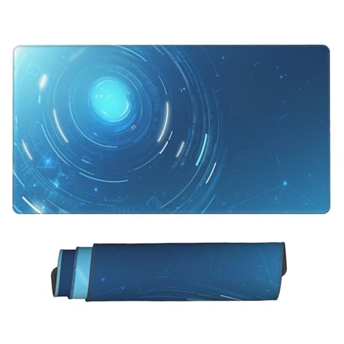 Gaming Mauspad 900x400 mm, Großes Mousepad XXL Blaue Kunst, Laptop Mouse Mat mit Vernähte Kanten und Rutschfester Gummibasis, Verbessert Präzision und Geschwindigkeit, für Gaming, Büro, Zuhause P5539 von Generisch