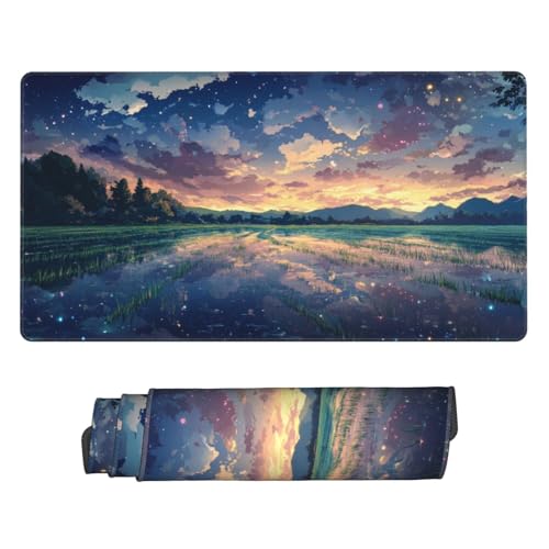 Gaming Mauspad 900x400 mm, Großes Mousepad XXL Grüner See, Laptop Mouse Mat mit Vernähte Kanten und Rutschfester Gummibasis, Verbessert Präzision und Geschwindigkeit, für Gaming, Büro, Zuhause P5615 von Generisch