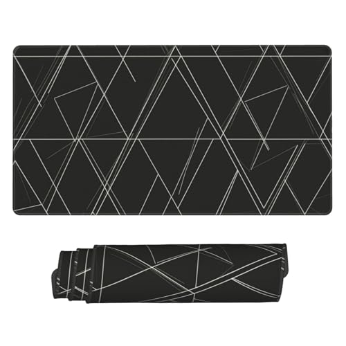 Gaming Mauspad XXL 1200x500 mm Mousepad Groß, Wasserdicht Tastatur Mouse Pad Schwarze Linien Großes Tischunterlage, mit Vernähte Kanten und Rutschfester Gummibasis Desk Mat für Gaming, Büro P6664 von Generisch