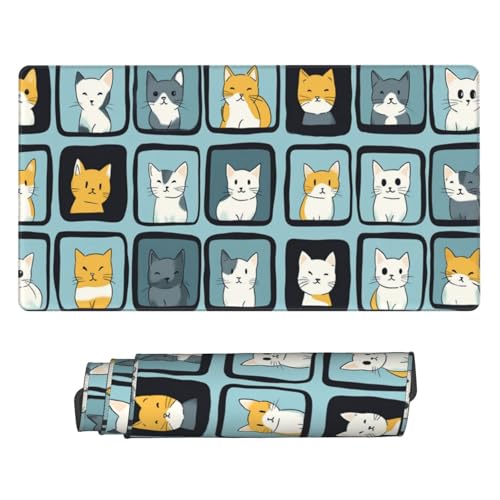 Gaming Mauspad XXL 1500x600 mm Mousepad Groß, Wasserdicht Tastatur Mouse Pad Süße Katze Großes Tischunterlage, mit Vernähte Kanten und Rutschfester Gummibasis Desk Mat für Zuhause, Gaming, Büro P7009 Gaming Mauspad XXL 1500x600 mm Mousepad Groß, Wasserdicht Tastatur Mouse Pad Süße Katze Großes Tischunterlage, mit Vernähte Kanten und Rutschfester Gummibasis Desk Mat für Zuhause, Gaming, Büro P7009 von Generisch