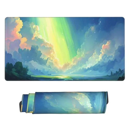 Gaming Mauspad XXL 1500x800 mm Mousepad Groß, Wasserdicht Tastatur Mouse Pad Grüner Himmel Großes Tischunterlage, mit Vernähte Kanten und Rutschfester Gummibasis Desk Mat für Gaming, Büro P5946 Gaming Mauspad XXL 1500x800 mm Mousepad Groß, Wasserdicht Tastatur Mouse Pad Grüner Himmel Großes Tischunterlage, mit Vernähte Kanten und Rutschfester Gummibasis Desk Mat für Gaming, Büro P5946 von Generisch