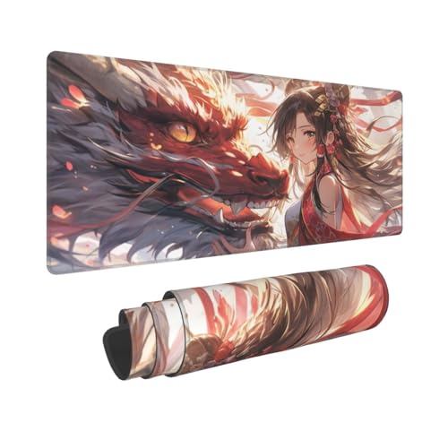 Gaming Mauspad XXL 1500x800mm Mousepad Groß Mädchen Drache Mauspads Gaming mit Vernähte Kanten und rutschfeste Gummibasis, Verbessert Präzision und Geschwindigkei, für PC/Laptop/Computer/Büro, P1899 Gaming Mauspad XXL 1500x800mm Mousepad Groß Mädchen Drache Mauspads Gaming mit Vernähte Kanten und rutschfeste Gummibasis, Verbessert Präzision und Geschwindigkei, für PC/Laptop/Computer/Büro, P1899 von Generisch